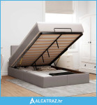 Otomanski krevet madracem i LED Taupe 120x190 cm tkanina - NOVO