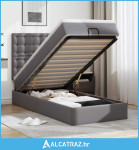 Otomanski krevet s madracem sivi 90x190cm umjetna koža - NOVO