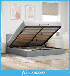 Otomanski krevet s madracem svijetlosivi 160x200 cm tkanine - NOVO