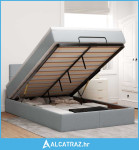 Otomanski krevet s madracem svjetlosivi 120x190 cm tkanine - NOVO