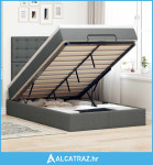 Otomanski krevet s madracem tamnosivi 120x190 cm tkanine - NOVO