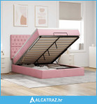 Otomanski krevet s madracima i LED diodama ružičasti baršun - NOVO