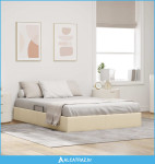 Otomanski krevet s pohranom Krema 140 x 200 cm tkanina - NOVO