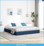 Otomanski krevet s pohranom Plava 160 x 200 cm tkanina - NOVO