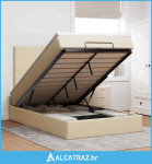 Otomanski okvir kreveta s madraca krem 120x190 cm od tkanine - NOVO