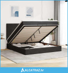 Otomanski okvir kreveta s madracima crni 200x200cm baršunasti - NOVO