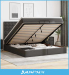 Otomanski okvir kreveta s madracima crni 200x200cm umjetna koža - NOVO