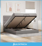 Otomanski okvir kreveta s madracima smeđesivi 200x200cm tkanine - NOVO