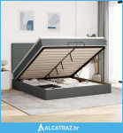 Otomanski okvir kreveta s madracima tamnosivi 200x200cm tkanine - NOVO