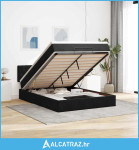 Ottoman krevet s madracem i LED diodama crni 140x200 cm baršun - NOVO
