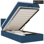 Ottoman krevet s madracem i LED diodama plavi 80x200 cm tkanina - Plav