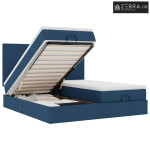 Ottoman krevet s madracima i LED diodama plavi 160x200 cm tkanina - Pl