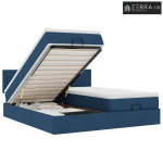 Ottoman krevet s madracima i LED diodama plavi 160x200 cm tkanina - Pl
