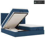 Ottoman krevet s madracima plavi 160x200 cm tkanina - Plava 160 x 200