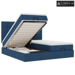 Ottoman krevet s madracima plavi 160x200 cm tkanina - Plava 160 x 200