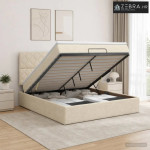 Podesivi krevet s madracem Krem 160 x 200 cm Tkanina - Krem 160 x 200