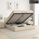 Podesivi krevet s madracem Krem 160 x 200 cm Tkanina - Krem 160 x 200