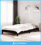 Složivi krevet crni 100x200 cm od masivne borovine - NOVO