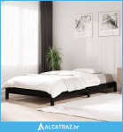 Složivi krevet crni 90x200 cm od masivne borovine - NOVO