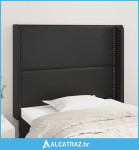 Uzglavlje s ušima crni 103x16x118/128 cm od umjetne kože - NOVO