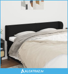 Uzglavlje s ušima crni 203x23x78/88 cm od tkanine - NOVO