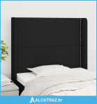 Uzglavlje s ušima crni 83x16x118/128 cm od tkanine - NOVO