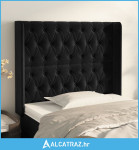Uzglavlje s ušima crno 103x16x118/128 cm baršunasto - NOVO