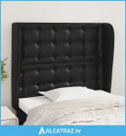 Uzglavlje s ušima crno 103x23x118/128 cm od umjetne kože - NOVO