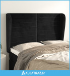 Uzglavlje s ušima crno 147x23x118/128 cm baršunasto - NOVO