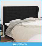 Uzglavlje s ušima crno 183x23x118/128 cm od tkanine - NOVO