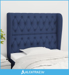 Uzglavlje s ušima plavo 103x23x118/128 cm od tkanine - NOVO