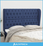 Uzglavlje s ušima plavo 163x23x118/128 cm od tkanine - NOVO
