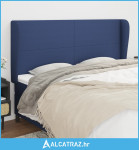 Uzglavlje s ušima plavo 163x23x118/128 cm od tkanine - NOVO