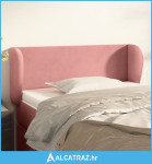 Uzglavlje s ušima ružičasto 103x23x78/88 cm baršunasto - NOVO