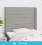 Uzglavlje s ušima svjetlosivo 103x16x118/128 cm od tkanine - NOVO