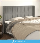 Uzglavlje s ušima svjetlosivo 203x16x118/128 cm baršunasto - NOVO