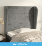 Uzglavlje s ušima svjetlosivo 93x23x118/128 cm baršunasto - NOVO