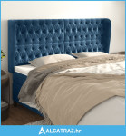 Uzglavlje s ušima tamnoplavo 183x23x118/128 cm baršunasto - NOVO