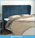 Uzglavlje s ušima tamnoplavo 203x23x118/128 cm baršunasto - NOVO