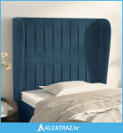 Uzglavlje s ušima tamnoplavo 83 x 23 x 118/128 cm baršunasto - NOVO