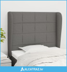 Uzglavlje s ušima tamnosivo 103x23x118/128 cm od tkanine - NOVO