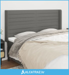 Uzglavlje s ušima tamnosivo 203x16x118/128 cm od tkanine - NOVO