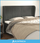 Uzglavlje s ušima tamnosivo 203x23x118/128 cm baršunasto - NOVO