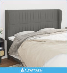 Uzglavlje s ušima tamnosivo 203x23x118/128 cm od tkanine - NOVO