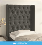 Uzglavlje s ušima tamnosivo 83x16x118/128 cm baršunasto - NOVO