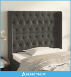 Uzglavlje s ušima tamnosivo 93x16x118/128 cm baršunasto - NOVO