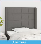 Uzglavlje s ušima tamnosivo 93x16x118/128 cm od tkanine - NOVO