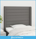Uzglavlje s ušima tamnosivo 93x16x118/128 cm od tkanine - NOVO