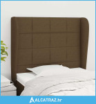 Uzglavlje s ušima tamnosmeđe 83 x 23 x 118/128 cm od tkanine - NOVO