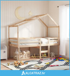 Visoki krevet s krovom 90 x 190 cm od masivne borovine - NOVO